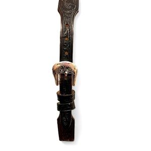 Silver Creek Belt Brown Embossed Leather Silver Buckle Heart Concho Size 34